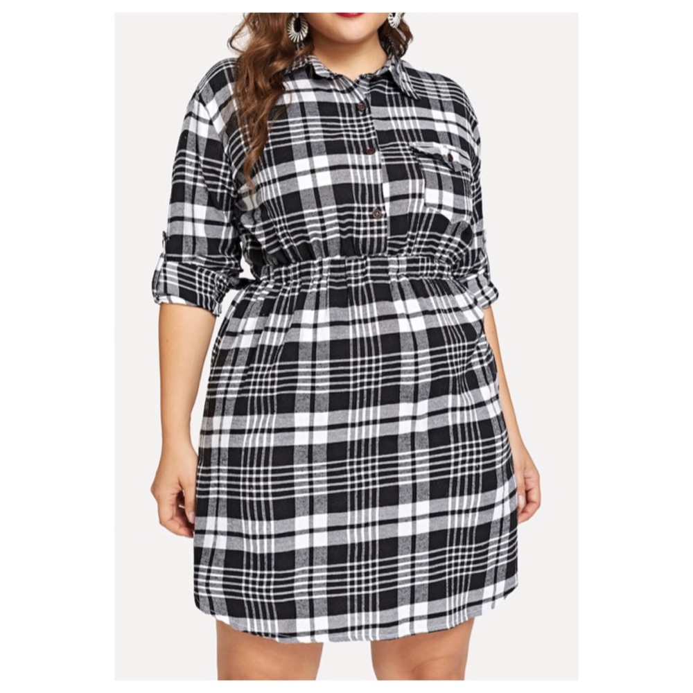 ➕ Plaid Shirt Dress - Picture 5 of 6